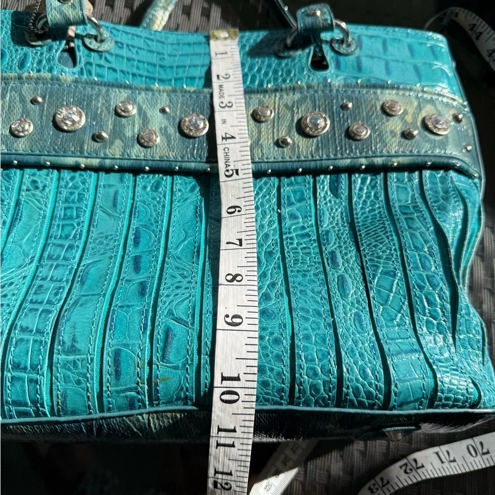 M.C. Turquoise Leather Crocodile Bag